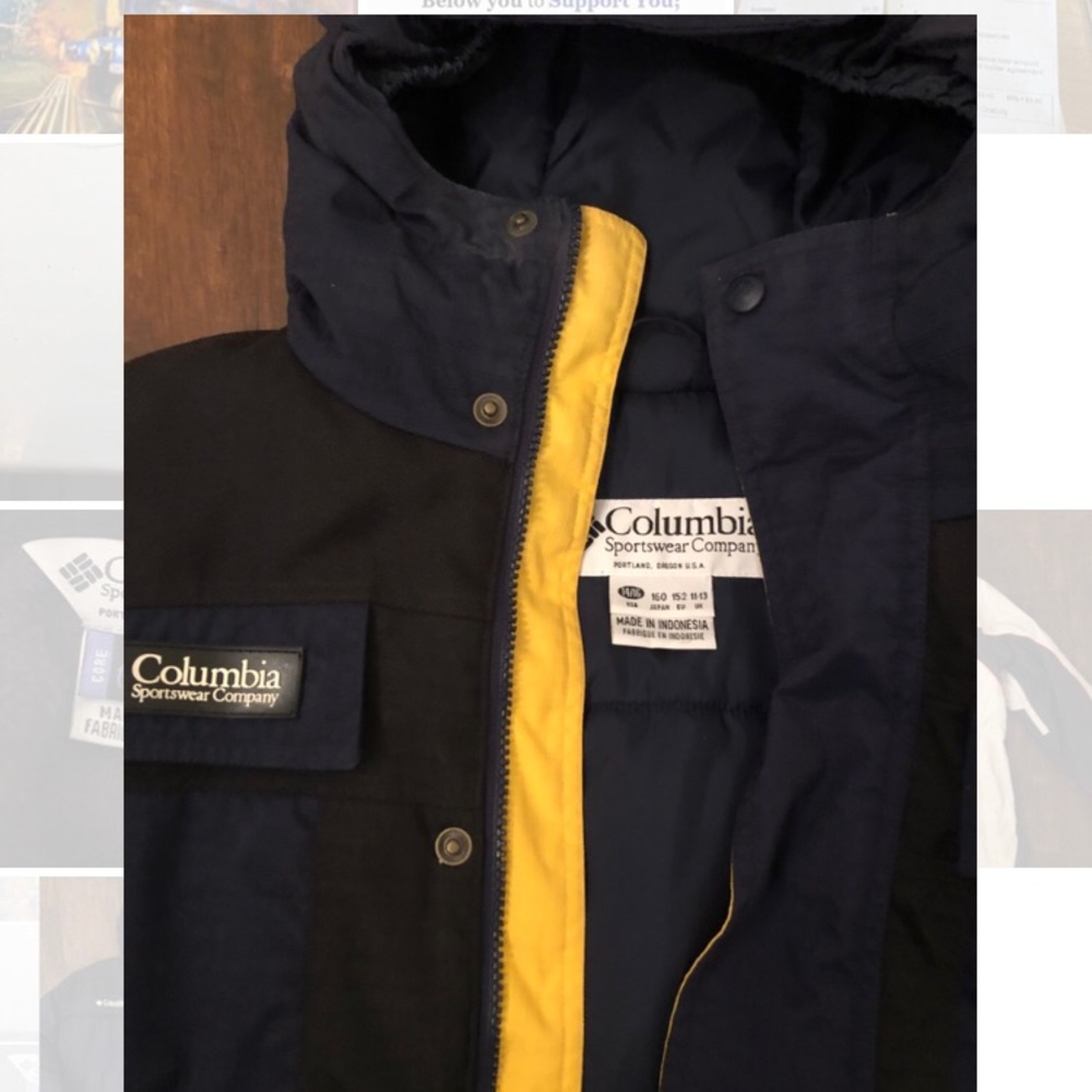 Columbia navy and yellow kids ski jacket.